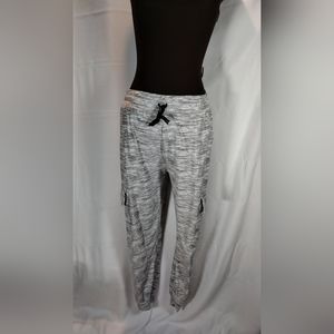 Always white/gray heather joggers with drawstring/front pockets/cargo pockets XL